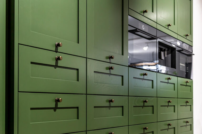 cabinet painting- painting interior green